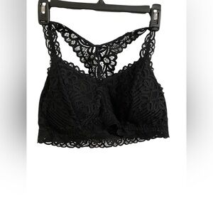 Maurice’s Women’s Black Lace Bra Size M Wireless With Removable Pads